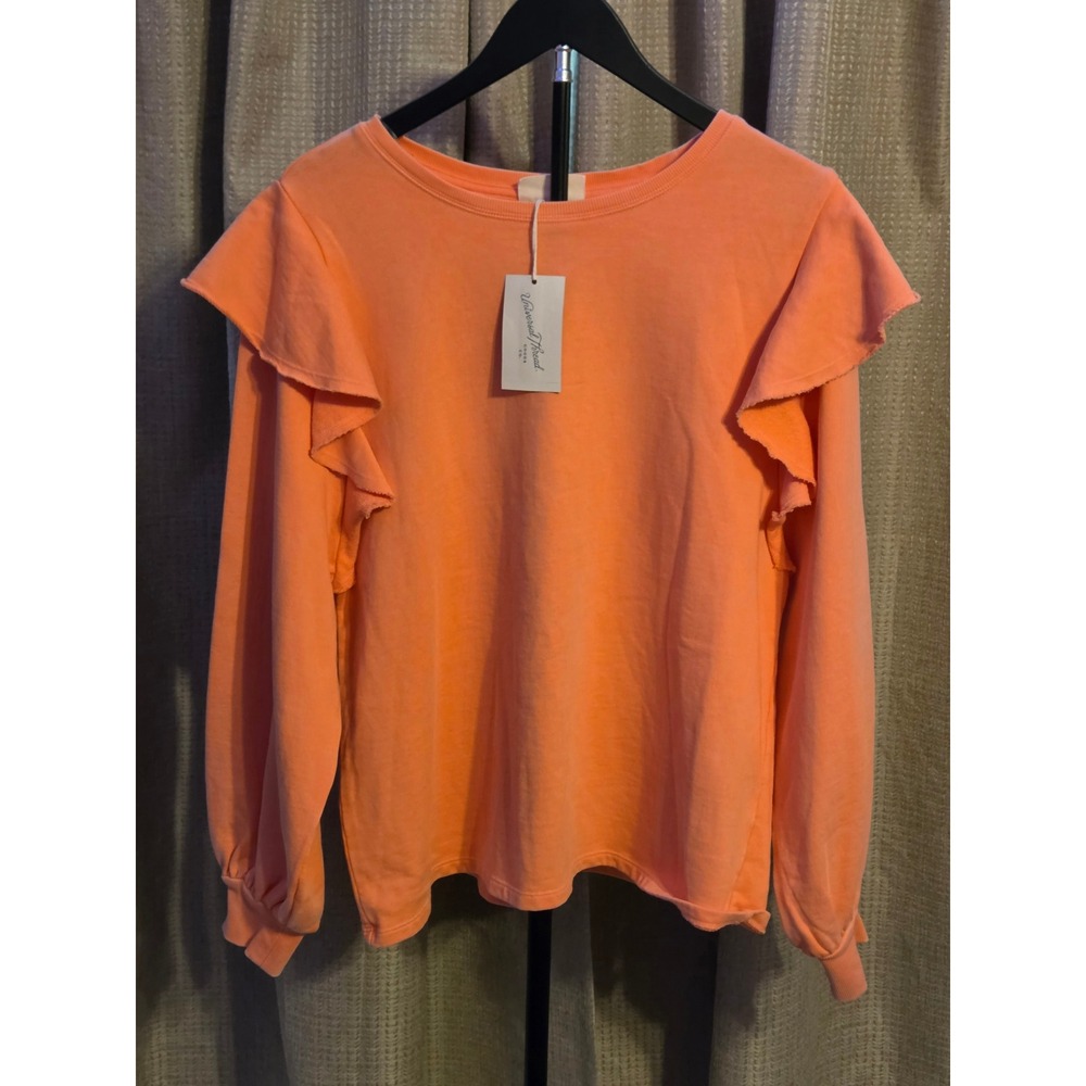 NWT Universal Thread Ruffled Shoulders Long Sleeve Shirt Women's Size Large